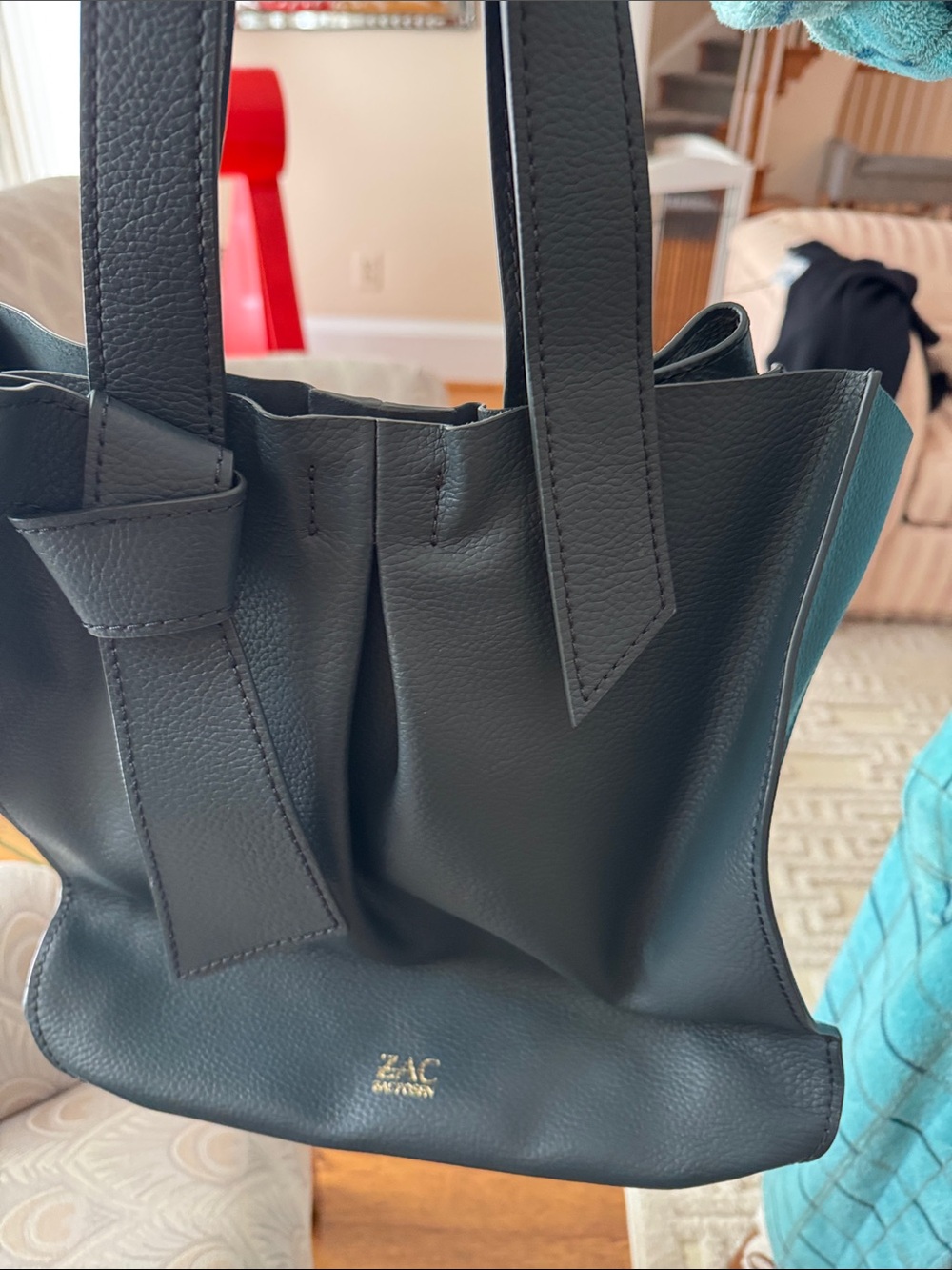 ZAC Zac Posen blue Green Leather Tote Bag